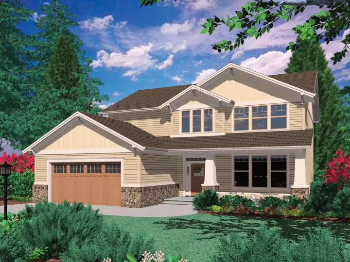 Craftsman house plans 74-611 - front exterior, 2,383 sq ft, 4 bed, 2 bath house plans | Monster House Plans