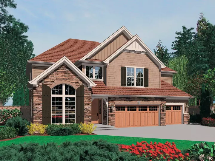Craftsman house plans 74-622 - front exterior, 2,538 sq ft, 3 bed, 2 bath house plans | Monster House Plans
