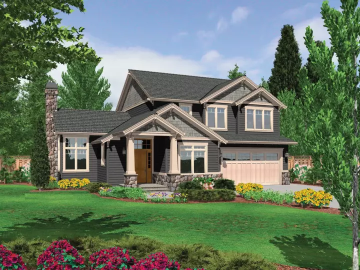 Craftsman house plans 74-624 - front exterior, 2,124 sq ft, 3 bed, 2 bath house plans | Monster House Plans