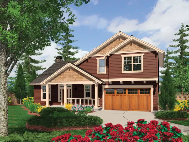Craftsman house plans 74-625 - front exterior, 2,296 sq ft, 3 bed, 2 bath house plans | Monster House Plans