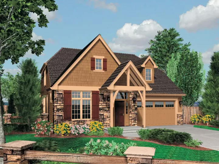 Cottage house plans 74-627 - front exterior, 2,032 sq ft, 3 bed, 2 bath house plans | Monster House Plans