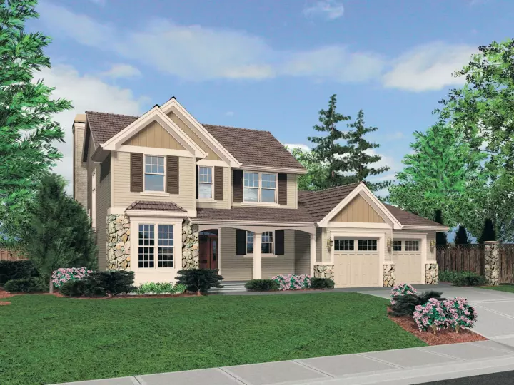 Traditional house plans 74-631 - front exterior, 2,303 sq ft, 5 bed, 2 bath house plans | Monster House Plans