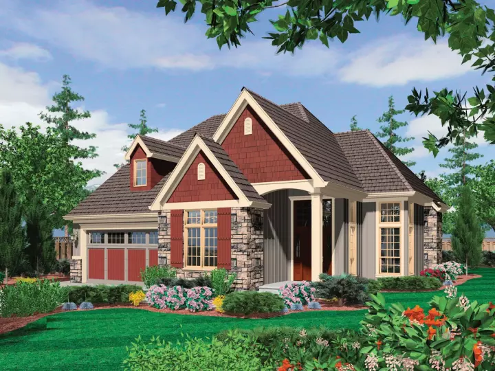 Cottage house plans 74-634 - front exterior, 2,080 sq ft, 3 bed, 2 bath house plans | Monster House Plans