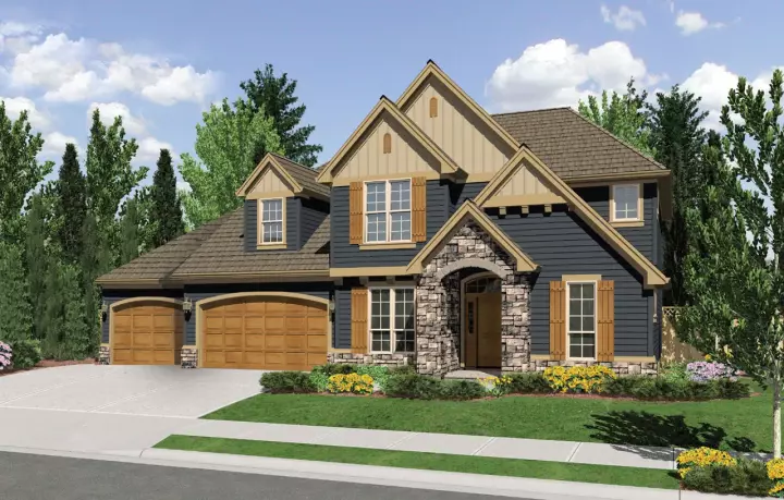 Craftsman house plans 74-636 - front exterior, 2,606 sq ft, 4 bed, 2 bath house plans | Monster House Plans