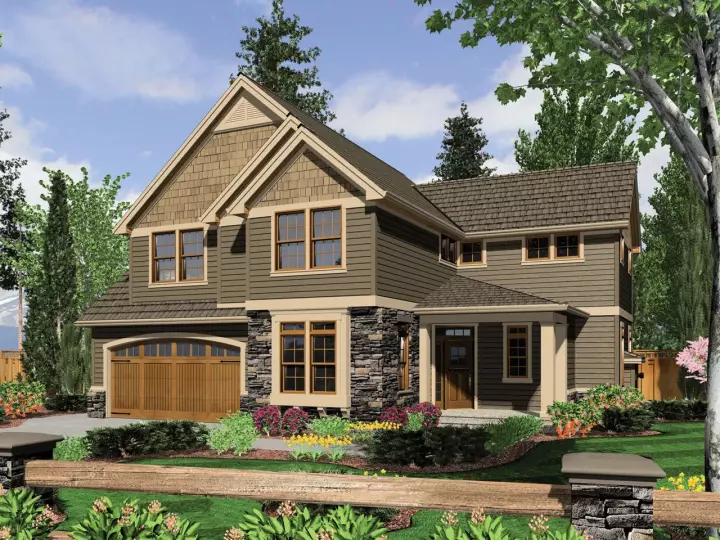 Craftsman house plans 74-642 - front exterior, 2,453 sq ft, 4 bed, 2 bath house plans | Monster House Plans