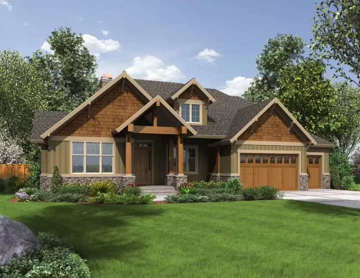 Craftsman house plans 74-646 - front exterior, 2,735 sq ft, 3 bed, 2 bath house plans | Monster House Plans