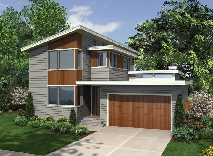 Contemporary house plans 74-672 - front exterior, 2,047 sq ft, 3 bed, 2 bath house plans | Monster House Plans