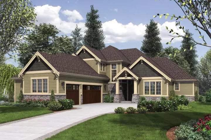 Craftsman house plans 74-681 - front exterior, 3,084 sq ft, 4 bed, 3 bath house plans | Monster House Plans