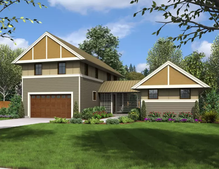 Contemporary house plans 74-696 - front exterior, 2,204 sq ft, 4 bed, 3 bath house plans | Monster House Plans