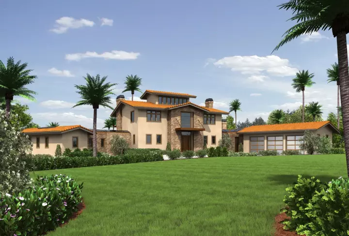 Contemporary house plans 74-725 - front exterior, 4,887 sq ft, 4 bed, 4 bath house plans | Monster House Plans
