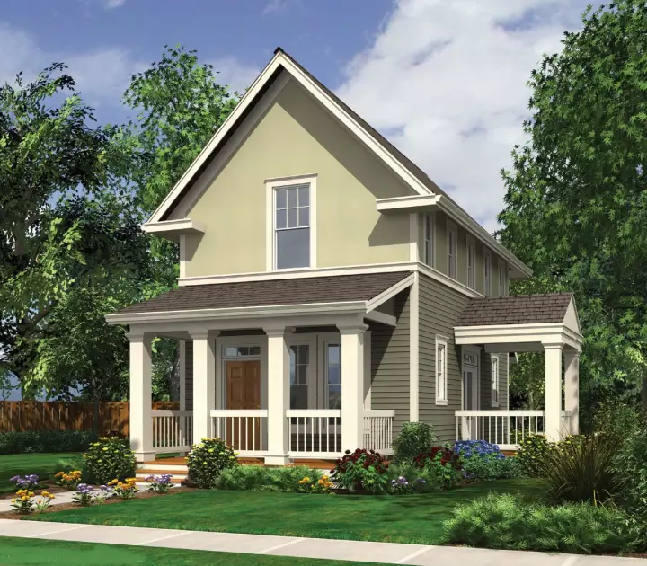 Cape Cod house plans 74-727 - front exterior, 1,076 sq ft, 2 bed, 2 bath house plans | Monster House Plans
