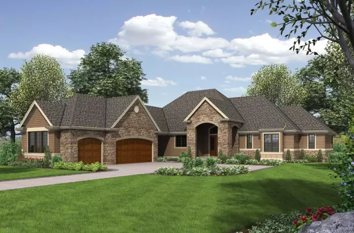 European house plans 74-737 - front exterior, 2,638 sq ft, 3 bed, 3 bath house plans | Monster House Plans