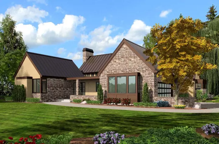 Contemporary house plans 74-739 - front exterior, 2,749 sq ft, 3 bed, 2 bath house plans | Monster House Plans