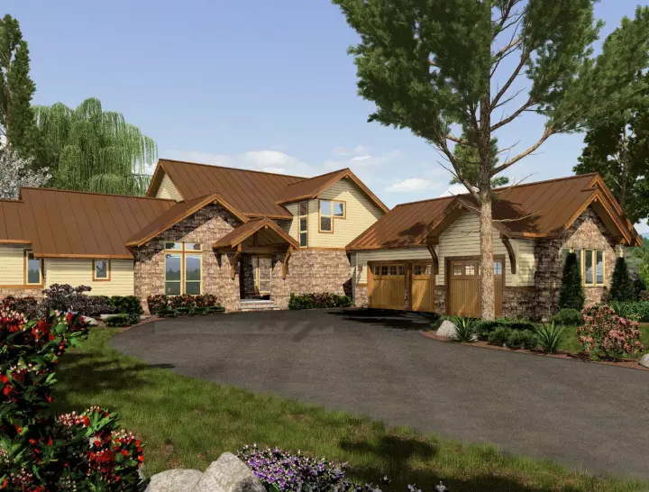 Craftsman house plans 74-742 - front exterior, 3,564 sq ft, 3 bed, 3 bath house plans | Monster House Plans