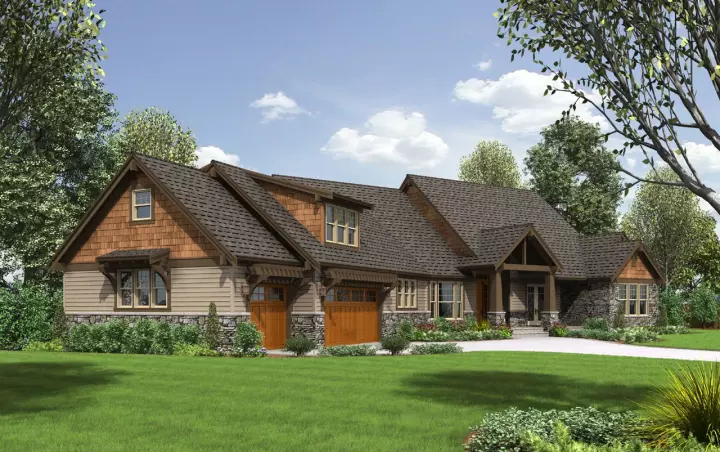 Craftsman house plans 74-760 - front exterior, 3,888 sq ft, 4 bed, 3 bath house plans | Monster House Plans