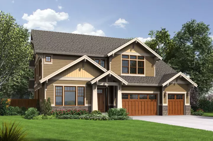 Craftsman house plans 74-761 - front exterior, 4,177 sq ft, 5 bed, 5 bath house plans | Monster House Plans