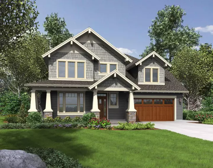 Craftsman house plans 74-762 - front exterior, 2,936 sq ft, 3 bed, 2 bath house plans | Monster House Plans