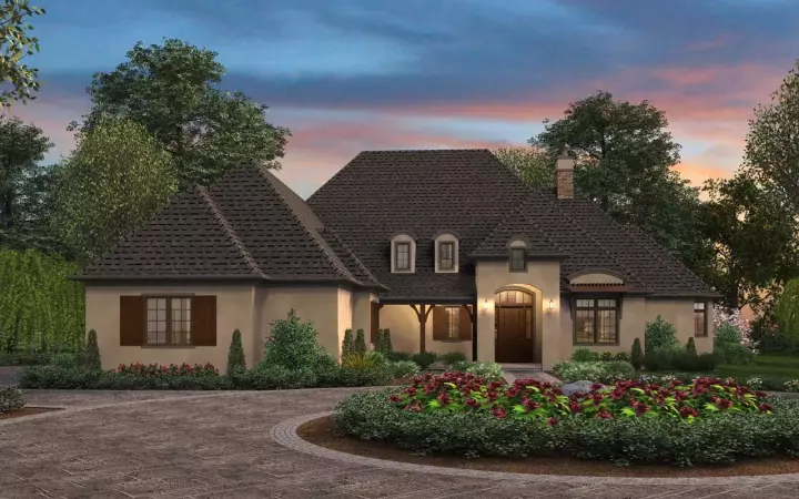 European house plans 74-770 - front exterior, 2,930 sq ft, 4 bed, 3 bath house plans | Monster House Plans