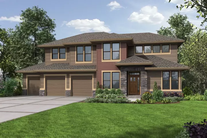 Contemporary house plans 74-778 - front exterior, 3,645 sq ft, 5 bed, 4 bath house plans | Monster House Plans