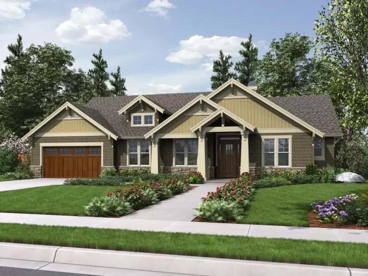 Craftsman house plans 74-784 - front exterior, 1,868 sq ft, 3 bed, 2 bath house plans | Monster House Plans