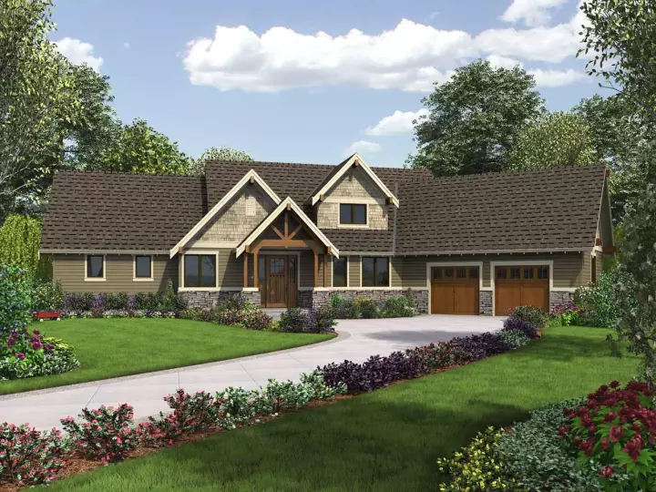 Craftsman house plans 74-789 - front exterior, 2,532 sq ft, 3 bed, 2 bath house plans | Monster House Plans