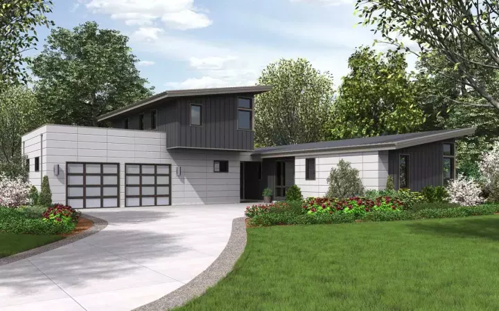 Modern house plans 74-794 - front exterior, 2,371 sq ft, 3 bed, 3 bath house plans | Monster House Plans