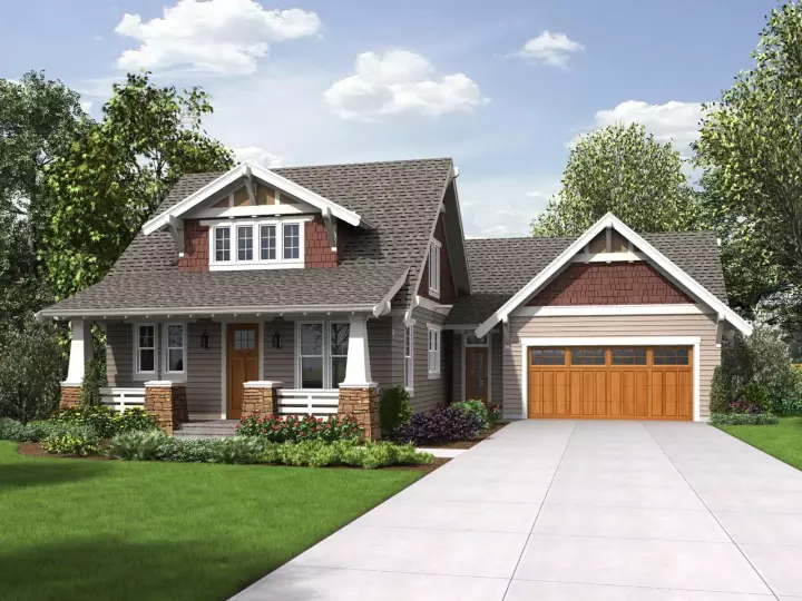 Bungalow house plans 74-808 - front exterior, 2,292 sq ft, 3 bed, 2 bath house plans | Monster House Plans
