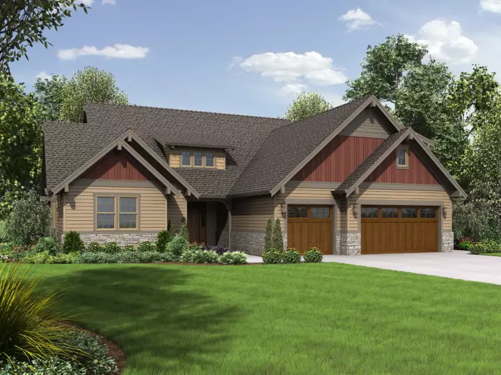 Craftsman house plans 74-811 - front exterior, 2,481 sq ft, 3 bed, 3 bath house plans | Monster House Plans