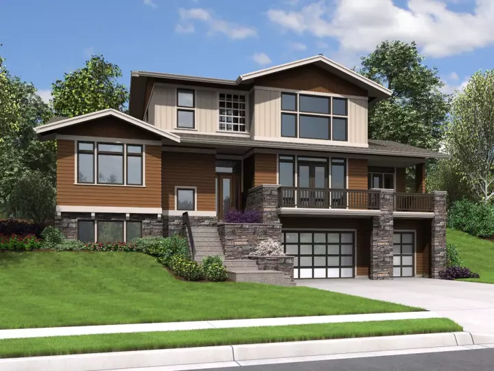 Contemporary house plans 74-815 - front exterior, 3,146 sq ft, 3 bed, 2 bath house plans | Monster House Plans