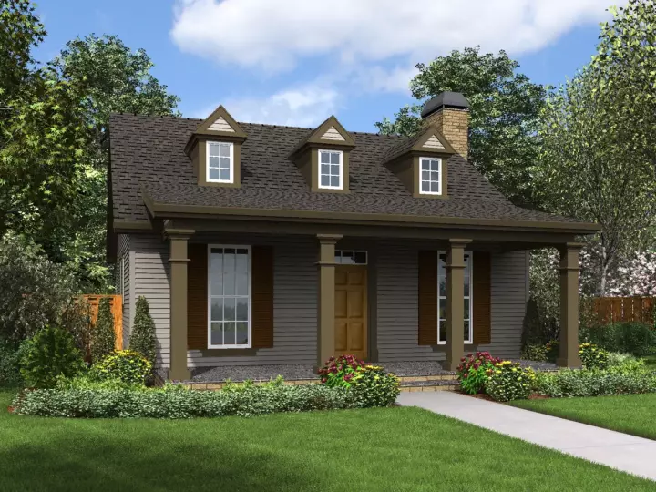 Cape Cod house plans 74-819 - front exterior, 960 sq ft, 2 bed, 1 bath house plans | Monster House Plans