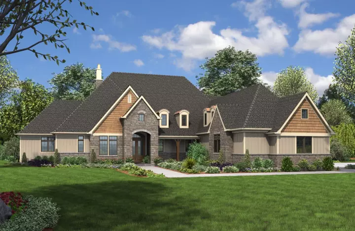 European house plans 74-824 - front exterior, 4,890 sq ft, 5 bed, 5 bath house plans | Monster House Plans