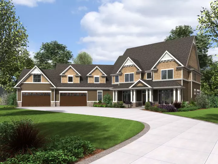 Craftsman house plans 74-825 - front exterior, 6,349 sq ft, 5 bed, 5 bath house plans | Monster House Plans