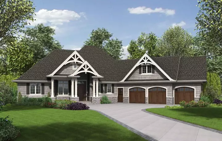 Craftsman house plans 74-834 - front exterior, 2,301 sq ft, 3 bed, 3 bath house plans | Monster House Plans