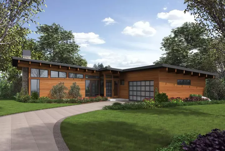 Modern house plans 74-841 - front exterior, 2,110 sq ft, 3 bed, 2 bath house plans | Monster House Plans