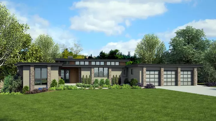 Contemporary house plans 74-858 - front exterior, 4,317 sq ft, 4 bed, 4 bath house plans | Monster House Plans