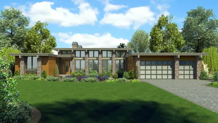 Contemporary house plans 74-862 - front exterior, 2,557 sq ft, 3 bed, 2 bath house plans | Monster House Plans