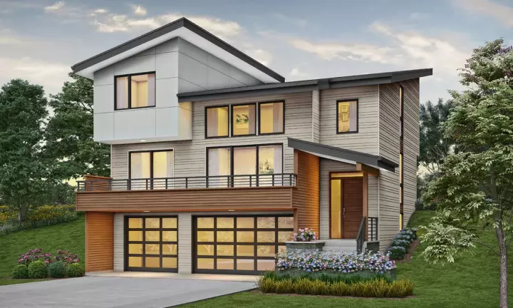 Contemporary house plans 74-880 - front exterior, 2,437 sq ft, 3 bed, 2 bath house plans | Monster House Plans