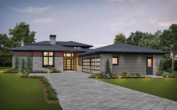 Contemporary house plans 74-885 - front exterior, 3,882 sq ft, 4 bed, 4 bath house plans | Monster House Plans