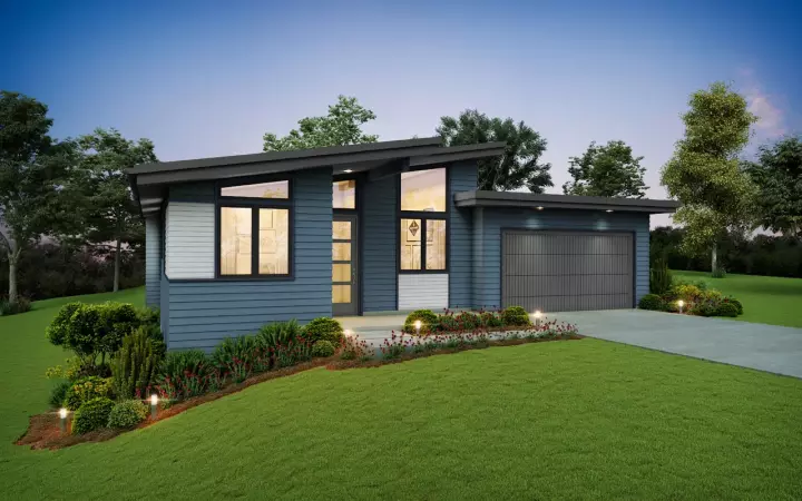 Contemporary house plans 74-886 - front exterior, 1,744 sq ft, 3 bed, 2 bath house plans | Monster House Plans