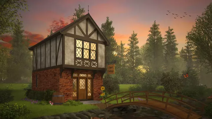Tudor house plans 74-892 - front exterior, 628 sq ft, 1 bed, 1 bath house plans | Monster House Plans