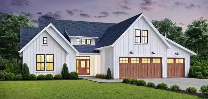 Modern Farmhouse house plans 74-907 - front exterior, 2,576 sq ft, 3 bed, 2 bath house plans | Monster House Plans