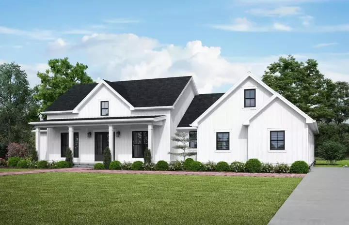 Modern Farmhouse house plans 74-908 - front exterior, 2,508 sq ft, 3 bed, 2 bath house plans | Monster House Plans