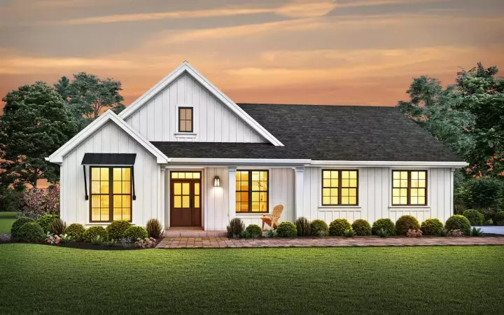 Modern Farmhouse house plans 74-911 - front exterior, 1,704 sq ft, 3 bed, 2 bath house plans | Monster House Plans