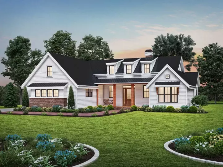Modern Farmhouse house plans 74-921 - front exterior, 2,062 sq ft, 3 bed, 2 bath house plans | Monster House Plans