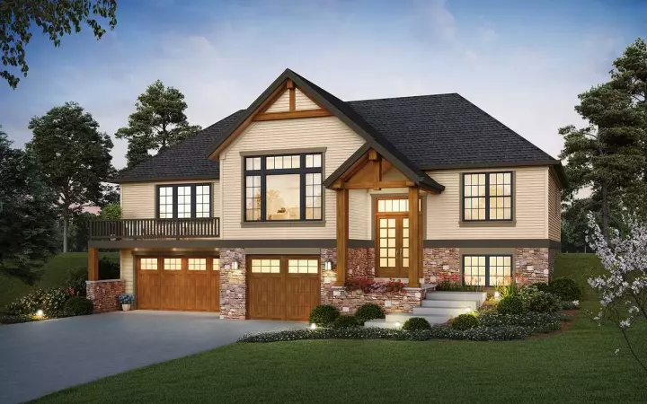 Modern house plans 74-935 - front exterior, 2,098 sq ft, 4 bed, 3 bath house plans | Monster House Plans