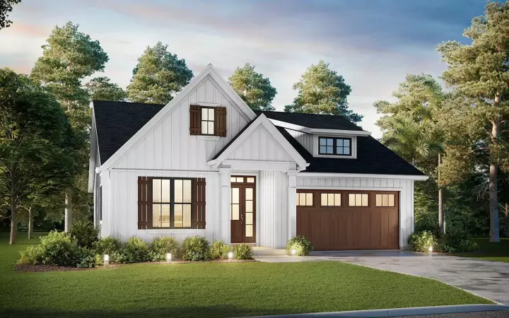 Modern Farmhouse house plans 74-943 - front exterior, 1,373 sq ft, 3 bed, 2 bath house plans | Monster House Plans