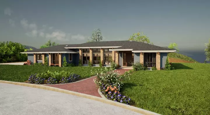 Contemporary house plans 74-954 - front exterior, 3,073 sq ft, 4 bed, 3 bath house plans | Monster House Plans