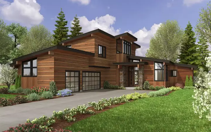 Contemporary house plans 74-960 - front exterior, 3,228 sq ft, 5 bed, 3 bath house plans | Monster House Plans