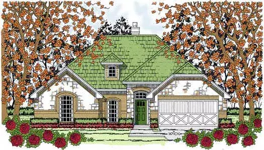 European house plans 75-109 - front exterior, 1,857 sq ft, 4 bed, 2 bath house plans | Monster House Plans