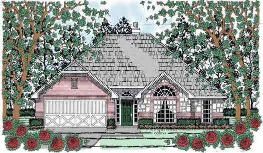 Traditional house plans 75-110 - front exterior, 1,491 sq ft, 3 bed, 2 bath house plans | Monster House Plans